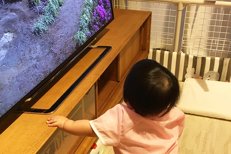 テレビに触ろうとする子供